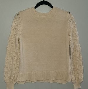 Christian Siriano NY Pointelle cream Sweater small‎